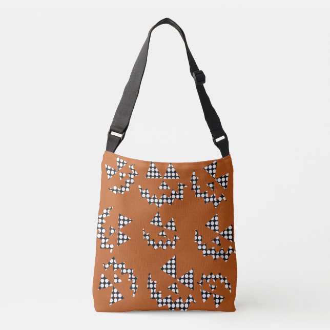 Saco tote de Jack O’ Lanterns preto, branco e lara (Frente)