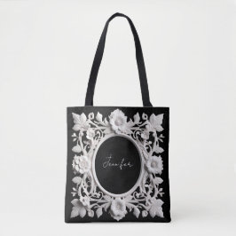 saco tote de moldura de flor de papel personalizad