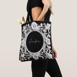 saco tote de moldura de flor de papel personalizad