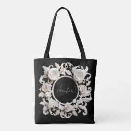 saco tote de moldura de flor de papel personalizad