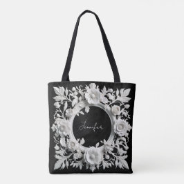 saco tote de moldura de flor de papel personalizad