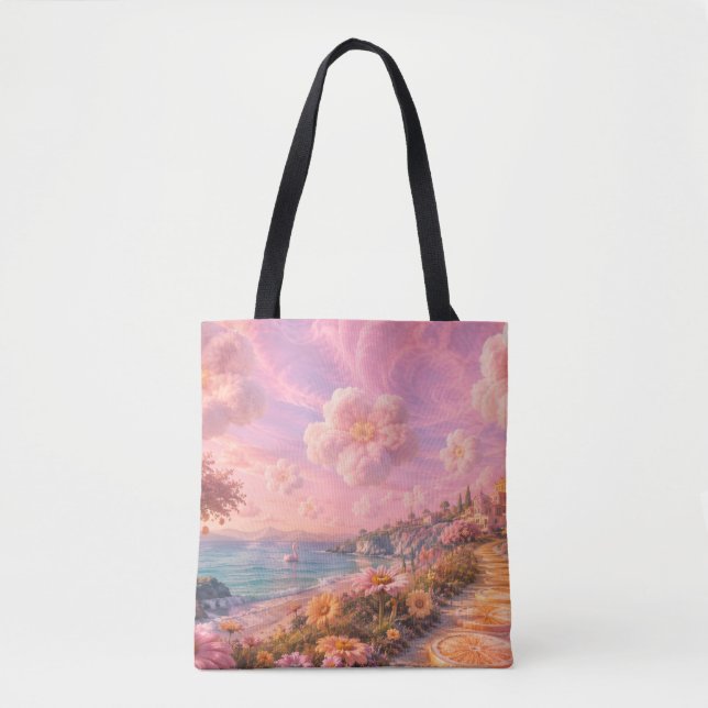 saco tote de nuvens de flores mágicas (Frente)