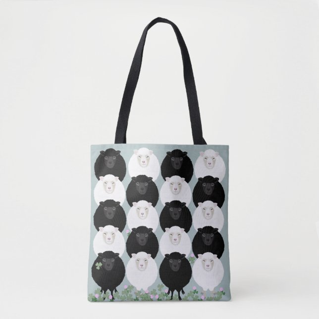 Saco Tote de Ovelha Preta e Branca (Frente)