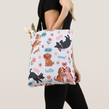 Saco Tote de Prado de Cães de Desenho Animado Dive