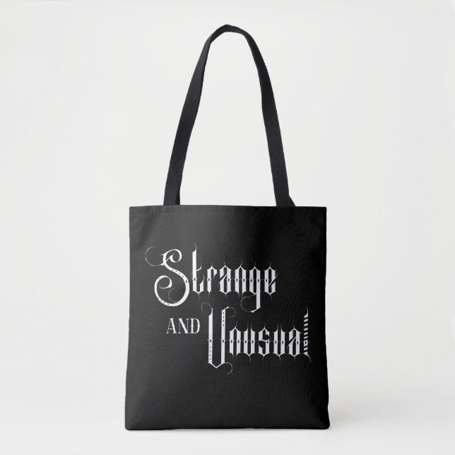 Saco Tote de Texto Gótico Estranho e Incomum (Frente)