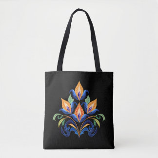 Saco Tote de Tulipas Abstratas Laranja