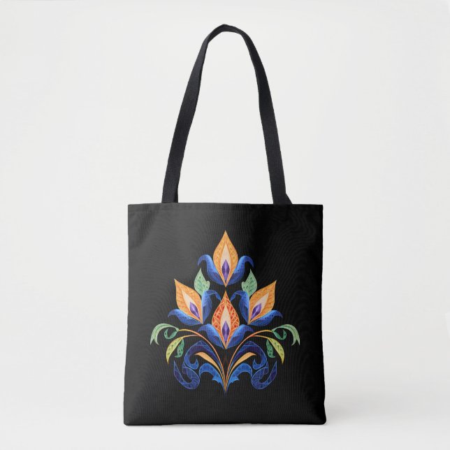 Saco Tote de Tulipas Abstratas Laranja  (Frente)