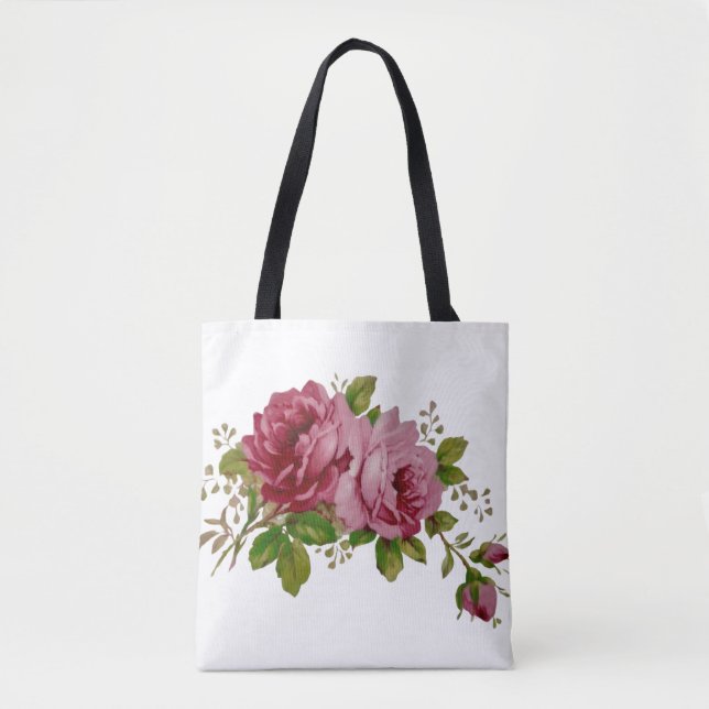 Saco Tote Elegância Rosa Vintage (Frente)
