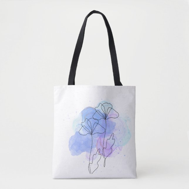 Saco Tote Floral Abstrato Minimalista (Frente)
