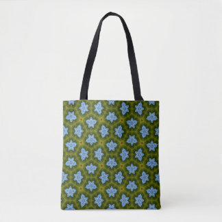 Saco Tote Floral Azul Céu Verde Oliva