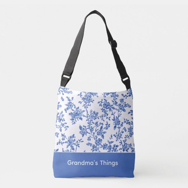 Saco Tote Floral Azul Personalizado (Frente)