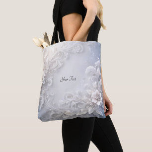 Saco Tote Floral Branco com Enfeite