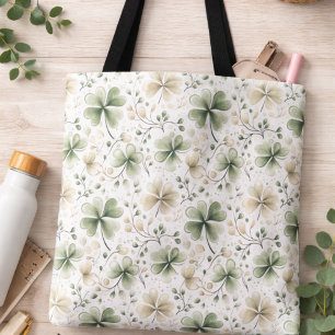 Saco Tote Floral de Trevo de Aquarela Trevo Irla