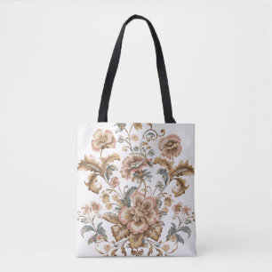 Saco Tote Floral Desbotado Vintage   Botânico Eleg