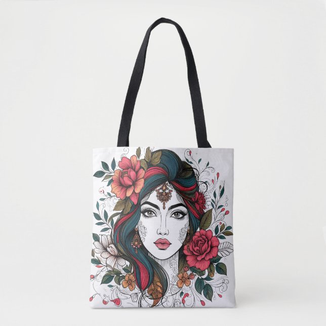 Saco Tote Floral Face – Beleza Boho (Frente)