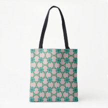 Saco Tote Floral Retro Mint & Vermelho