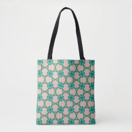 Saco Tote Floral Retro Mint & Vermelho