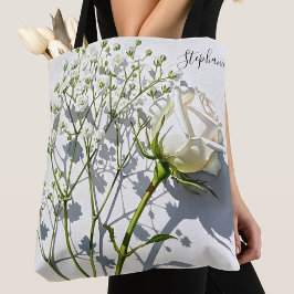 Saco Tote Floral Rosa Branca Personalizado