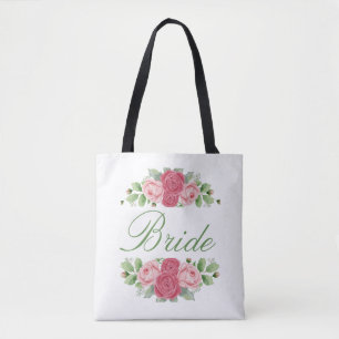 Saco Tote floral rosa e azul marinho