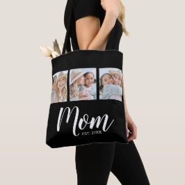 Saco Tote Foto Preta com Rótulo de Mãe Estabelecid