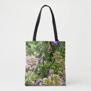 Saco Tote Jardim de Flores Silvestres Roxas Flor