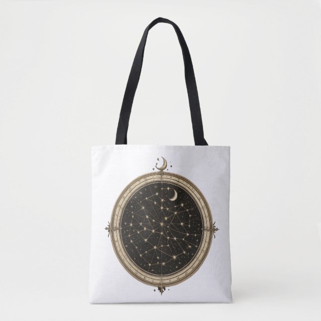 Saco Tote Mapa Estelar Celestial Vintage (Frente)