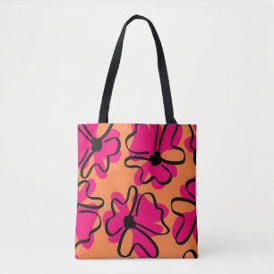 Saco Tote Padrão Floral Abstrato Ousado Retro