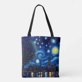 Saco Tote Paisagem Urbana Inspirada na Noite Estre