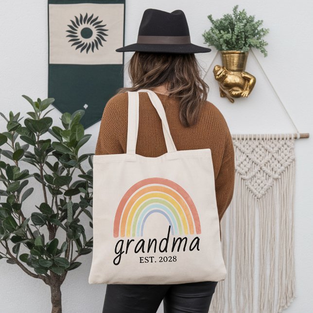 Saco Tote Personalizado Arco-íris Vovó, Bolsa da N (grandma tote bag, personalized grandma gift, rainbow grandma bag, nana tote bag, custom nana gift,)