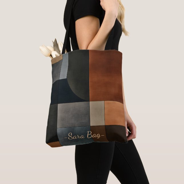 Saco Tote Personalizado com Nome e Padrão Geométri (Close Up)