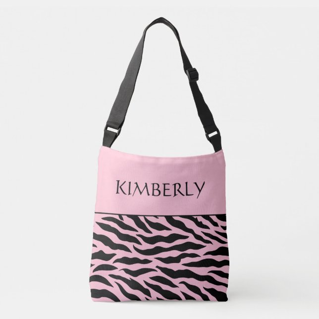 Saco Tote Personalizado com Padrão de Zebra Rosa (Frente)