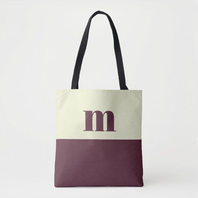 Saco tote personalizado inicial branco e marrom (Frente)