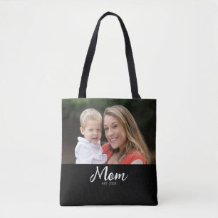Saco Tote Preto com Rótulo Estabelecido pela Mamãe