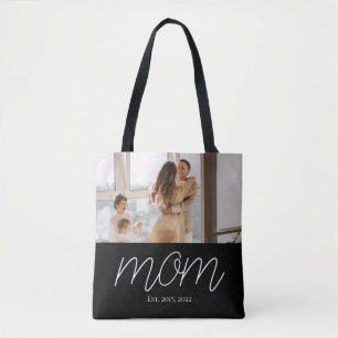 Saco Tote Preto com Rótulo Estabelecido pela Mamãe