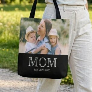 Saco Tote Preto Foto Estabelecida pela Mamãe