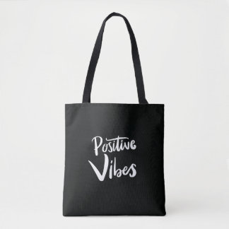 Saco Tote Preto Positive Vibes – Minimalista