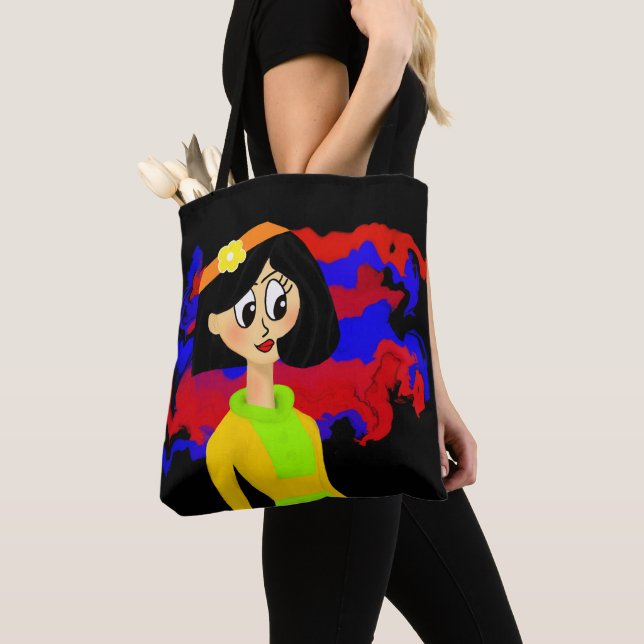 Saco Tote Preto Retro Girl (Close Up)