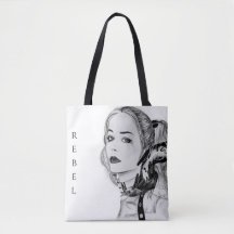 Saco Tote Rebelde de Menina Punk Moderno e Arisco