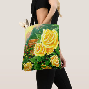 Saco Tote Rosas Amarelas Trepadeiras Pintadas