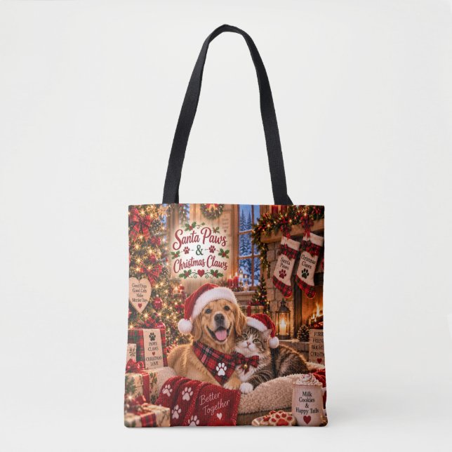 Saco Tote Santa Paws & Christmas Claws (Frente)