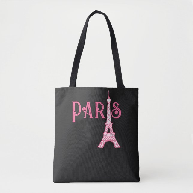 Saco Tote Torre Eiffel Rosa Paris (Frente)
