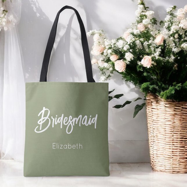 Saco Tote Verde Sage para Damas de Honra Casamento (Criador carregado)