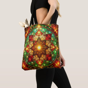 Saco Tote Verde Vermelho Decorativo de Natal
