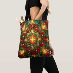 Saco Tote Verde Vermelho Decorativo Natal Férias