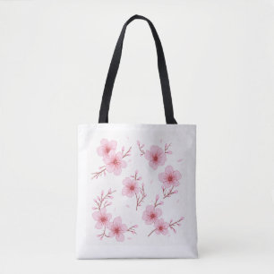 sacola de tote com flor de cereja