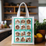 Sacola Ecológica 12 Colagem de Instagram de Foto com Fundo Verde<br><div class="desc">Adicione seus fotos favoritos a este modelo divertido. Você pode usar fotos do Instagram ou quaisquer fotos para esta grade.</div>