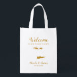 Sacola Ecológica Bag de Boas-vindas das Ilhas Virgens, Dourada Tote<br><div class="desc">Saco de presentes de boas-vindas para convidados fora da cidade para o seu casamento,  com a imagem das Ilhas Virgens,  com o coração que você pode colocar no local exato. Preencha a bolsa com suas vestimentas favoritas para receber seus convidados.</div>