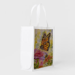 Sacola Ecológica Bolsa de Borboleta Monarca Arte de Aquarela Reutil