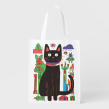 Bolsa de compra Reutilizável de Gato Preto Reprodu