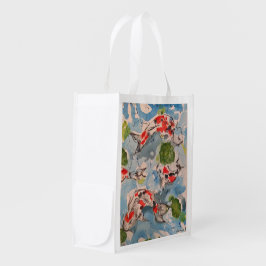 Sacola Ecológica Bolsa de Mercearia Reutilizável do Koi Japonês